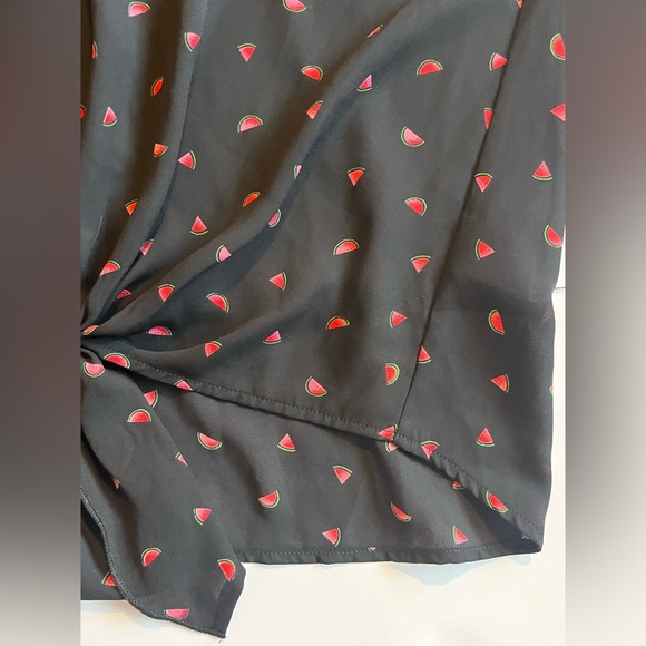 Gray LA Chic Watermelon Patterned Black Top w Vibrant Pink & Red Women’s Small - Picture 2 of 12